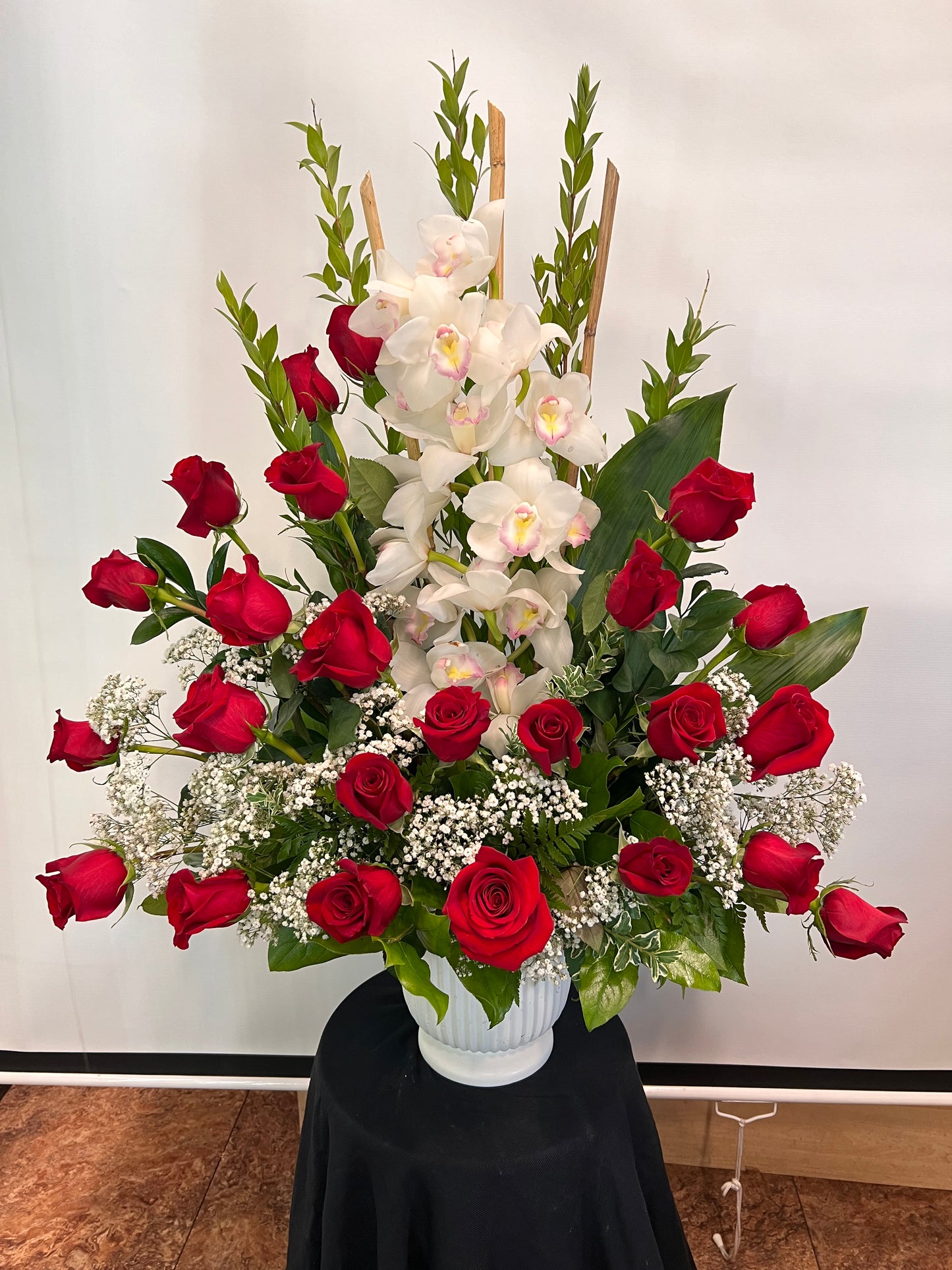 SYMPHONY of ORCHIDS & 24 ROSES DD-210 – Cypress Gardens Flower Shop, Miami FL