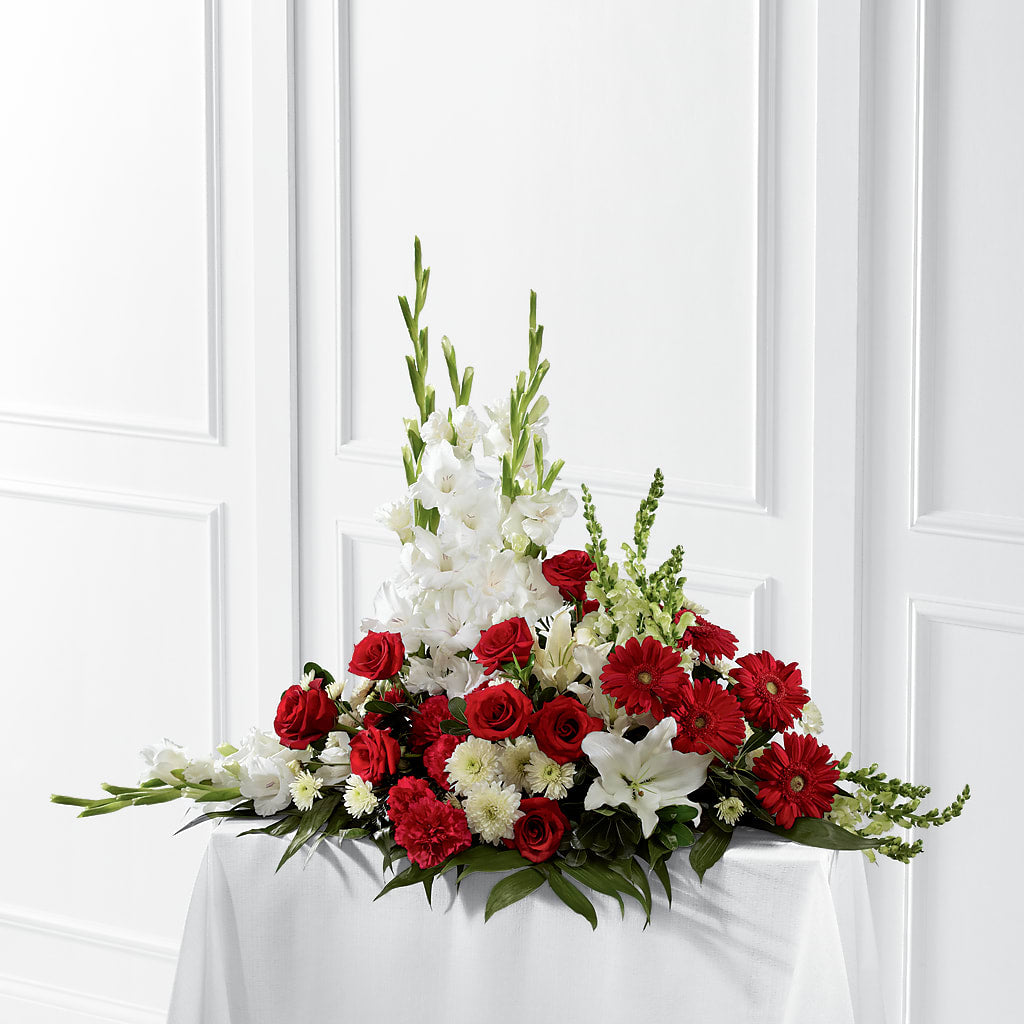 Crimson & White Arrangement – Cypress Gardens Flower Shop, Miami FL