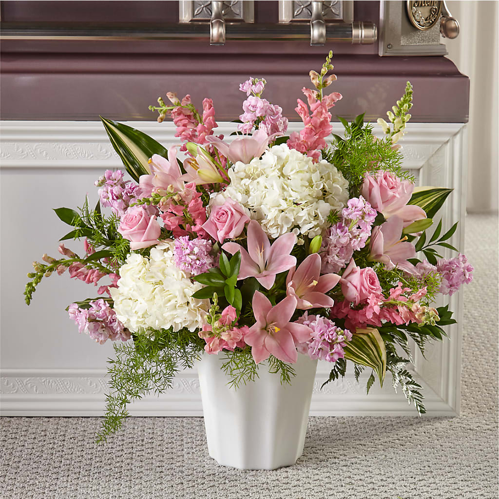 Simply Serene Floor Basket – Cypress Gardens Flower Shop, Miami FL