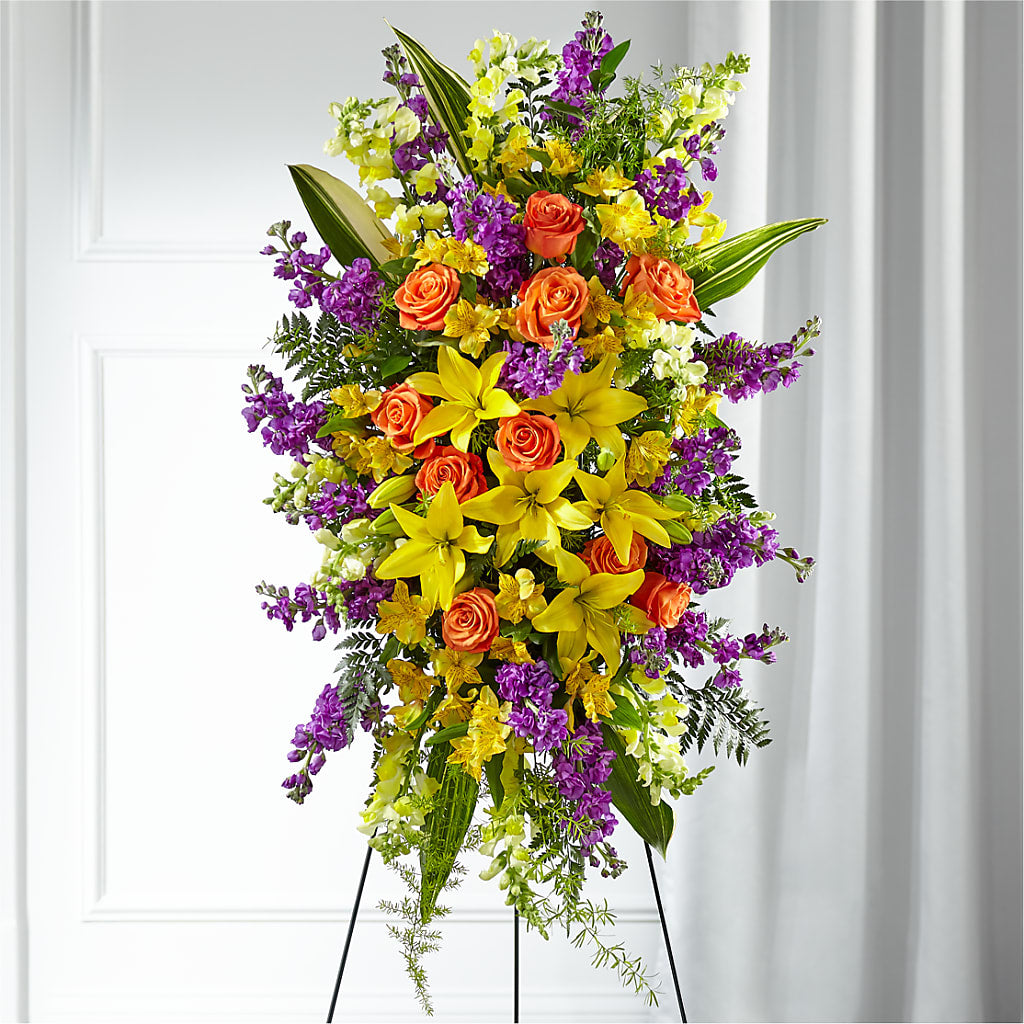 Thoughtful Prayers Standing Spray – Cypress Gardens Flower Shop, Miami FL