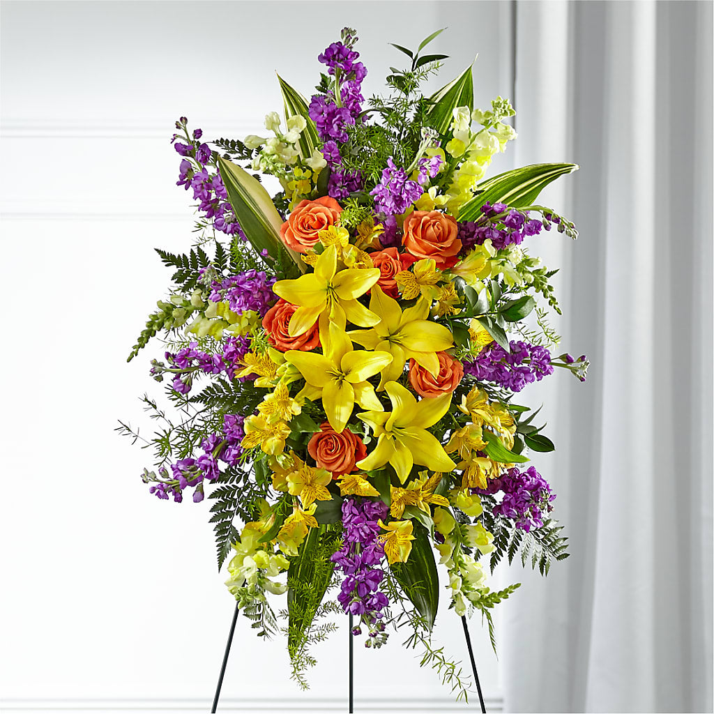 Thoughtful Prayers Standing Spray – Cypress Gardens Flower Shop, Miami FL