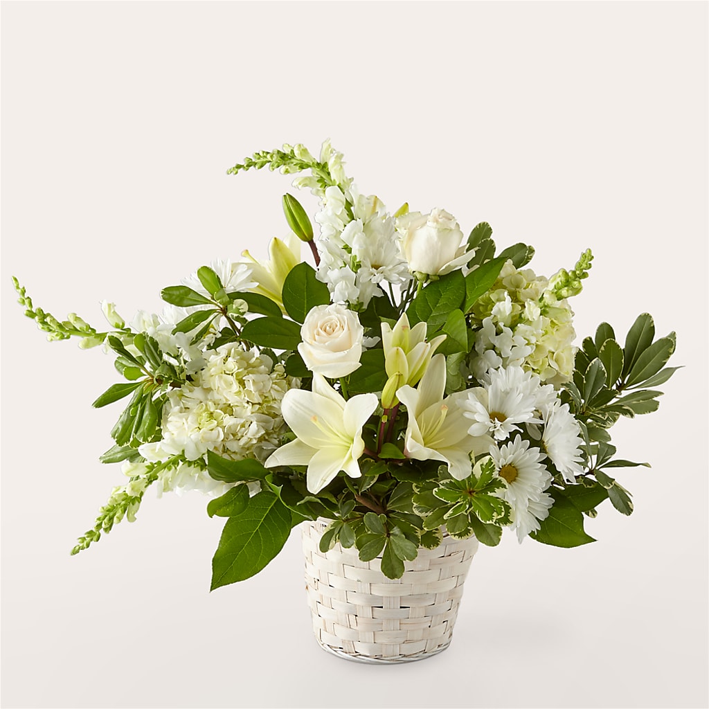Ivory Elegance Floral Basket – Cypress Gardens Flower Shop, Miami FL