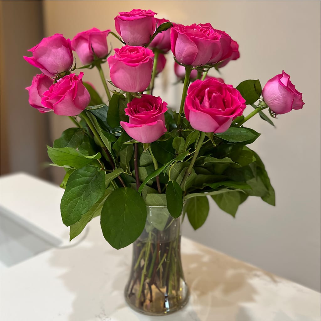 Long Stem Pink Rose Bouquet –  Cypress Gardens Flower Shop, Miami FL