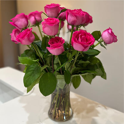 Long Stem Pink Rose Bouquet –  Cypress Gardens Flower Shop, Miami FL