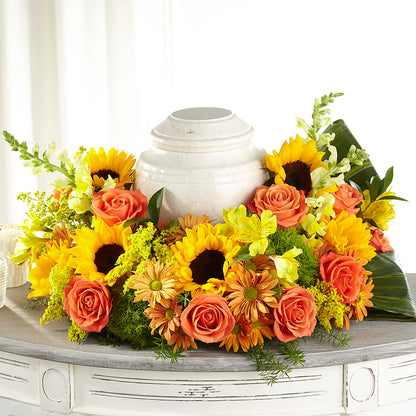 Faithful Sunflower Cremation Adornment –  Cypress Gardens Flower Shop, Miami FL