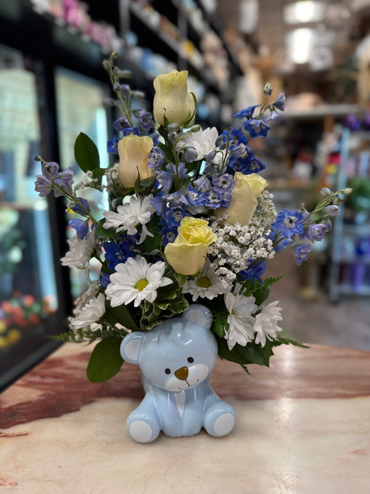 Blue Bear Bouquet   Baby Boy