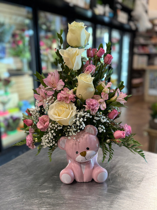 Pink Bear Bouquet  Baby Girl